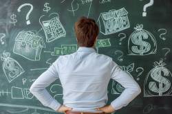 Foto: Mann vor Schultafel